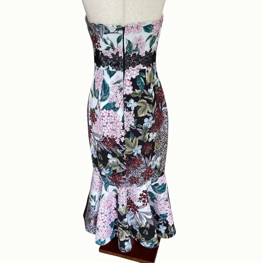 NWT Keepsake Label Lost Dreams Bodycon Midi Strapless Flounce Hem Dress XS Small - Picture 8 of 12